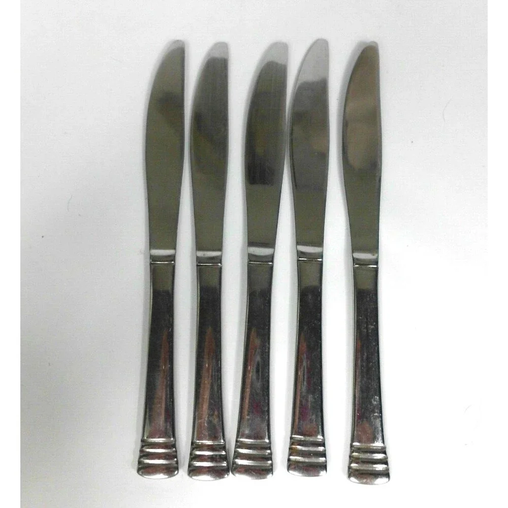 Cambridge Codie Stainless Flatware Dinner Knives Knife 8.5 Inch Ribbed Lot of 5